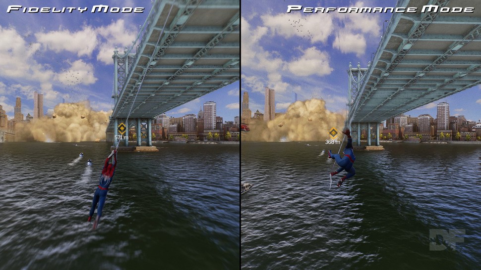 Fidelity and performance mode run at different resolutions and frame-rates, but core settings are the same.