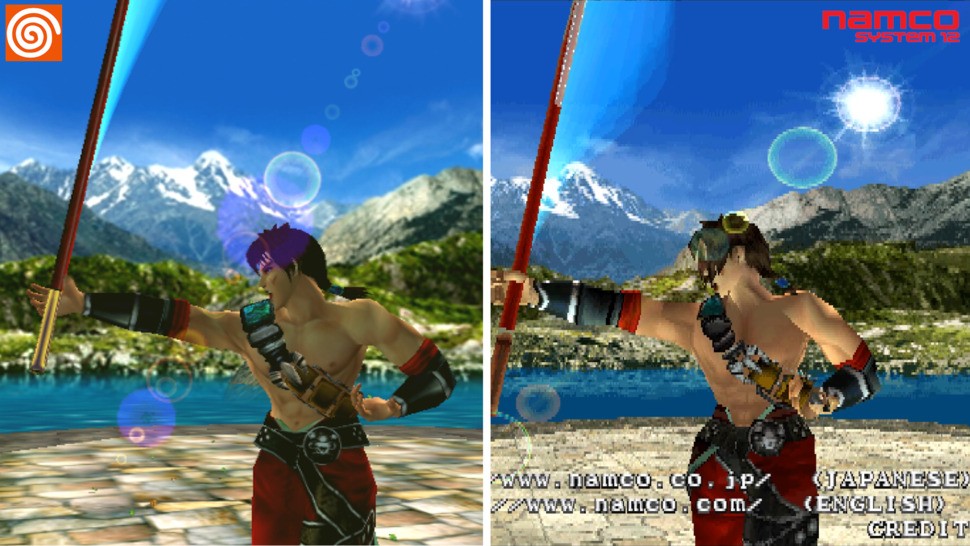 Smoother, more refined, rebuilt from the ground-up for Dreamcast. Soul Calibur was a revelatory improvement over the arcade version. Click on the image for a higher resolution version.