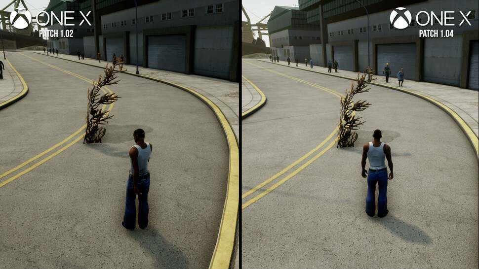 Some of the inconsistencies with foliage are still present - like this fern-like object erupting out of the middle of a street