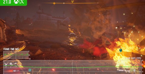 Top-left represents Redfall for the most part on both consoles - a locked 30fps with consistent frame delivery. However, top-right, you get some idea of the intrusive traversal stutter. On the bottom, you can see how taxing effects work can hit Series X hard - and Series S less so.