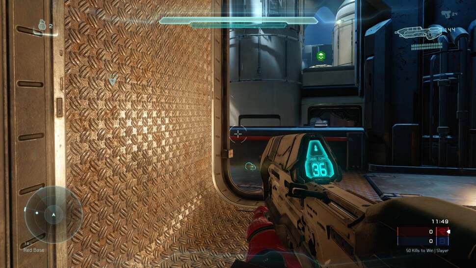 Metallic materials tend to look pretty good with appropriate reactions to light. Also note how the assault rifle correctly reflects the lighting of its surroundings