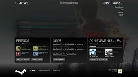 On PC, Achievements are integrated into Steam, and save games persist in Steam Cloud, so you can access them anywhere.