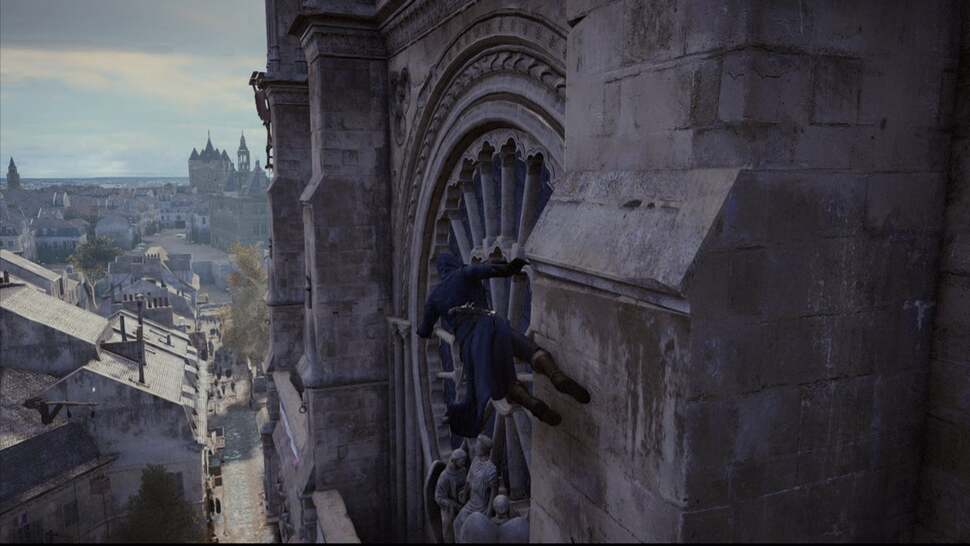 Revised 'line of sight' parkour controls allow our hero Arno Dorian to clamber around structures with a host of new animations - allowing more flexible descents from heights