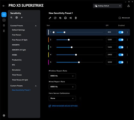 Logitech's G Hub software provides a comprehensive introduction to the mouse you've just bought, introducing its major features and how you ought to consider configuring them. This, plus having pro presets for the showcase HITS feature, make getting started a lot more straightforward. Click to enlarge. 