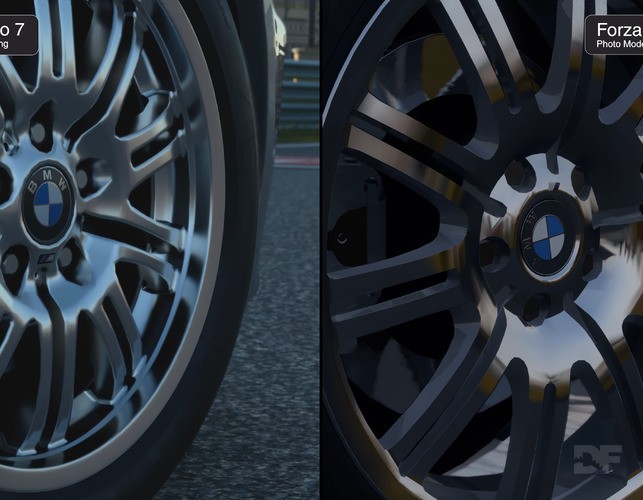 Though these BMW E46 M3 cars are from slightly different model years, which could account for some small differences in features and colour, there are still obvious changes in fidelity looking at the car's panel gaps, lights and wheels. Here, Gran Turismo seems to have the edge, but what do you think?