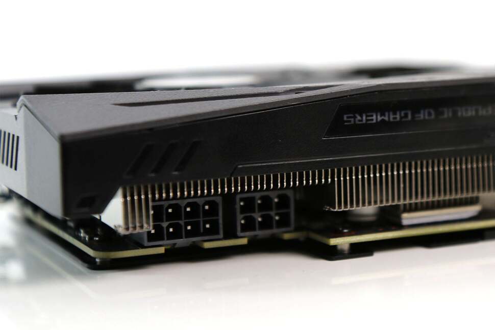 The GTX 1080-O8G has a six-pin/eight-pin power input arrangement whereas GTX 1070 features just one single eight-pin socket