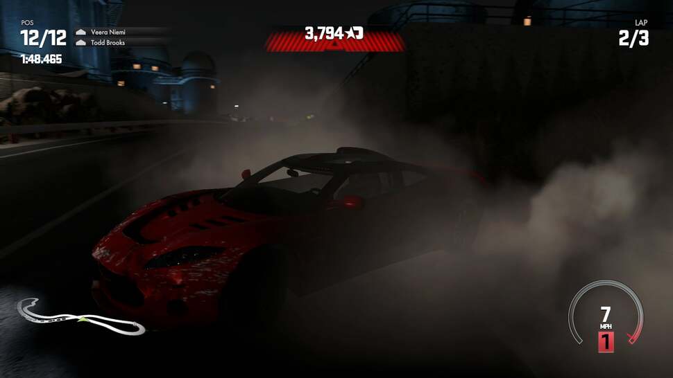 Volumetric smoke in DriveClub is illuminated by front and rear lights on the cars in addition to street lamps and other sources of illumination