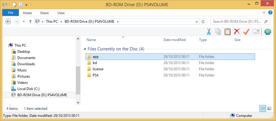 Ever wondered what's on a PS4 game disc? Most BD drives can't read the discs but a Liteon DH-401S can. Here's the root structure of the typical PlayStation 4 retail Blu-ray. Here we're looking at DICE's Battlefield 4