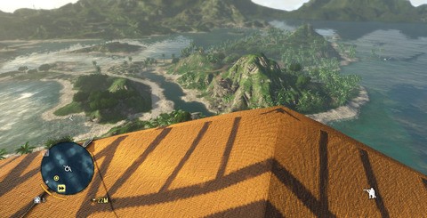 The PC version running at 1080p, with 4x MSAA and ultra quality post effects. The results can often be stunning, with higher resolution textures showing up on the tops to hang-gliders and the rusting decks of boats. Cranking the field of view slider up to 90, as shown here, also brings out a greater sense of scale around these environments.