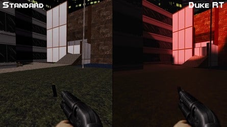 Side-by-sides showing the game running with RT enabled or as the standard Raze visuals. Again, click to enlarge. 