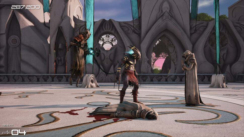 A fairly low level of anisotropic filtering is present. Here the ground textures begin to blur as they reach the wall in the background