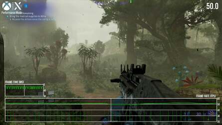 PS5 and Series X tend to hold closer to 60fps than this shot would suggest, however this rare stress point shows minimal differences between them in a matching scene.