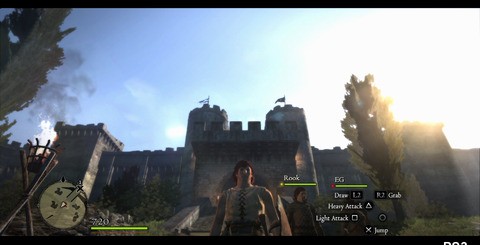 The blending of low-resolution alpha buffers causes some odd side effects, such as dithered transparencies and slightly misplaced pixels on a few objects (top). The accomplishing lighting solution, which encompasses a real-time day/night cycle, is further enhanced by the use of both light shafts and lens flare (bottom).