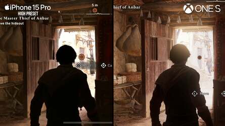 It's clear from comparing the iOS release of AC Mirage to the Xbox One S version that big sacrifices have been made here, with asset quality and lighting fidelity both showing obvious differences.