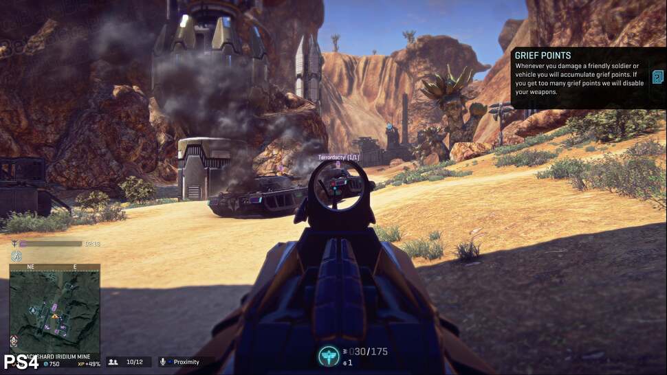 Volumetric effects add depth to dust clouds and smoke in Planetside 2. This gives these elements a more three-dimensional look, as well as giving players a useful diversionary tool in battle