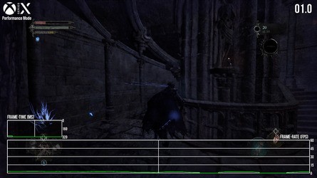Even after several patches, performance hang-ups below 10fps are still very possible on Series S (left) - and even kick in during a brand new character run. As for Series X (right) we've had similar issues, with a sustained reading of 1fps while moving between major areas. Meanwhile PS5 has so far been unaffected by these sub-10fps lurches in our extended tests - based on the same method of using a fresh character - though it does feature hitching at points.