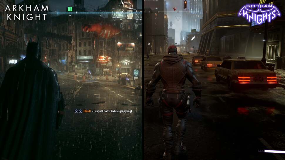 Gotham Knights has a cleaner image but in terms of open world design, atmospherics and sheer density, Arkham Knight remains streets ahead, years after its release