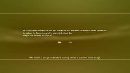 Here are the visual prompts the PS3 gives you when a new drive is inserted into the 12GB model. Essentially the flash chip data is copied across to the new drive, while any existing data on the HDD needs to be wiped to accommodate it.