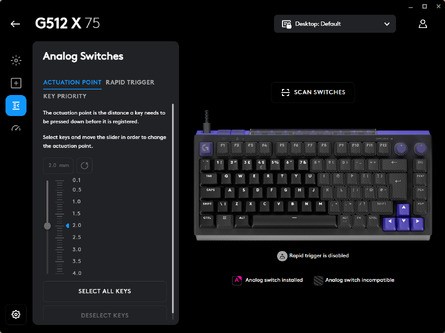 Logitech G512 X 75 G Hub Software screenshot 3