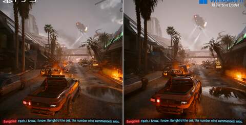 There are a fair few differences visible between the PS5 and PC RT Overdrive footage, most notable of which is the path traced shadows lining interiors.