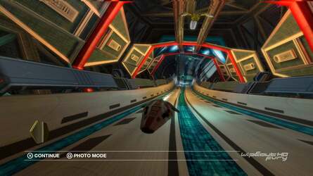 The 3D version of WipEout HD is locked to 720p, but due to geometry issues, frame-rate is halved to 30FPS. Note that all screenshots in this feature are derived from the 2D versions of the games.