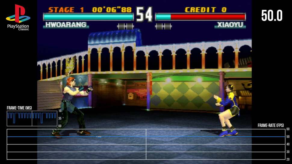 Using the PAL version of Tekken produces a slower experience with regular frame drops for added stutter never seen in the original game