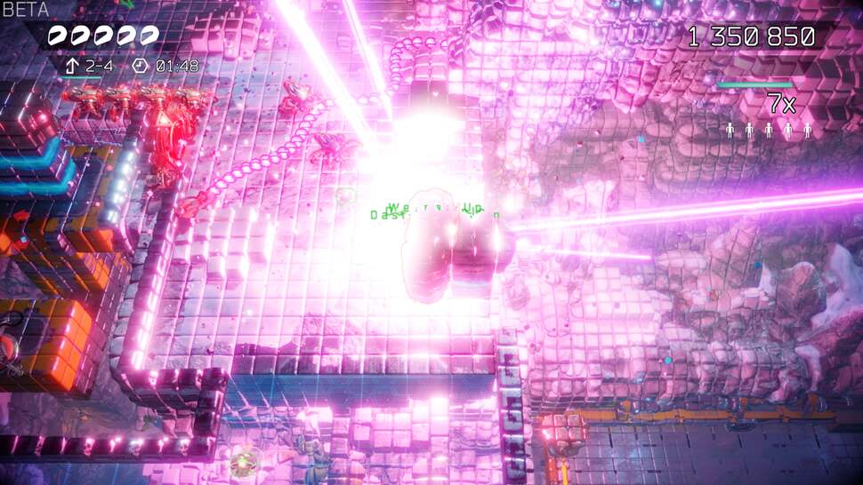 Voxels also allow for some cool environment warping effects, such as the blast wave caused by an explosion here. Notice how the voxel blocks on the ground are individually distorted as the wave echoes across the scene