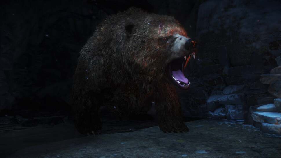 You'll encounter plenty of deadly animals along the way including this bear. While the bear only uses traditional alpha textures for its fur, the effect remains convincing