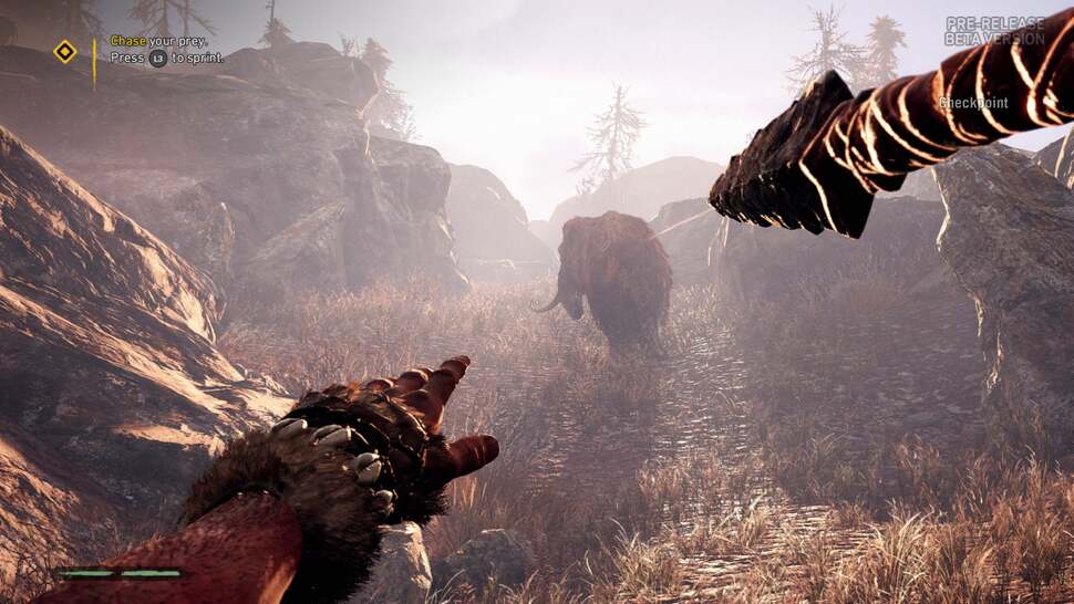 Far Cry Primal opens with some beautiful volumetric lighting on PS4, not emphasised to nearly the same degree in the last game on console