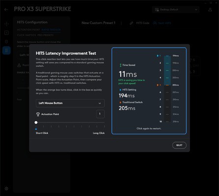 Logitech's G Hub software provides a comprehensive introduction to the mouse you've just bought, introducing its major features and how you ought to consider configuring them. This, plus having pro presets for the showcase HITS feature, make getting started a lot more straightforward. Click to enlarge. 