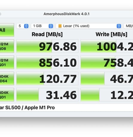MacBook Pro tests: BlackMagicDesign, AmorphousDiskMark and Easeus Partition Manager speed tests. 