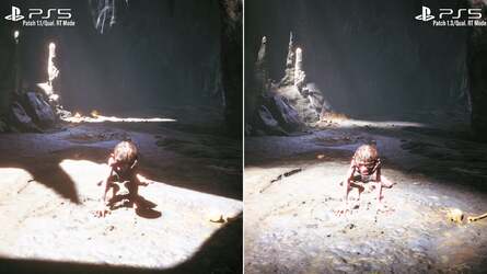 The game's troubled development has resulted in bugs galore, including one occasion where Gollum was left floating in space, while in well-lit areas in the opening cave with the quality RT mode engaged, Gollum lacks shadows entirely - the result of the removal of RT shadows in patch 1.3.