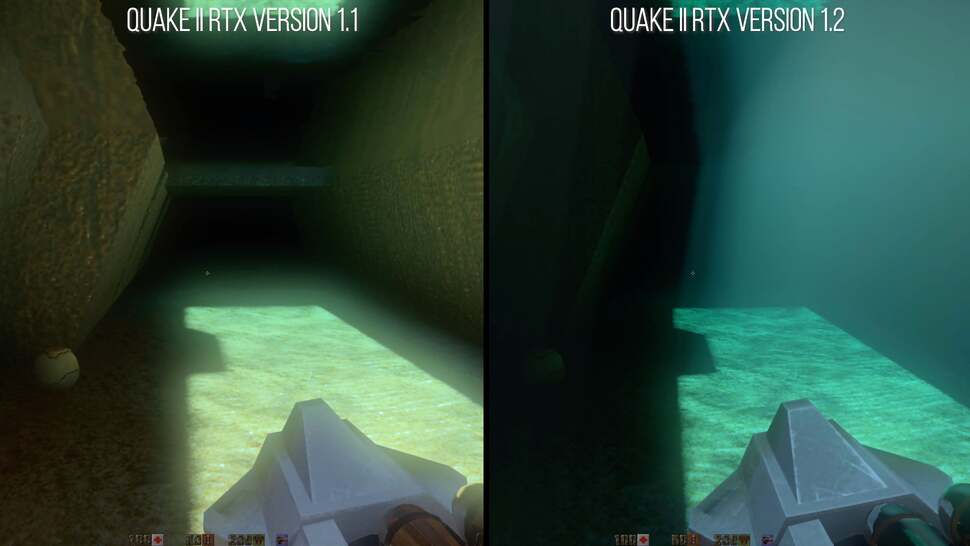 Water has actual depth and 'weight' now in 1.2 (right) as opposed to the crystal clear visibility in 1.1
