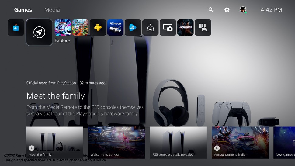 Curated news from PlayStation is also a part of the UI - but at launch, it's not available to all users worldwide