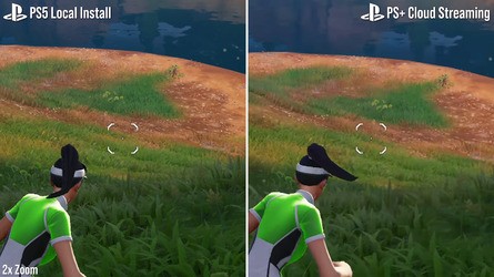 More PS5 local vs cloud streaming comparisons: Fortnite (left) and Assetto Corsa Competizione. Cloud streaming is at times perceptually similar to the local install, but in rapid motion each incurs the wrath of video compression.