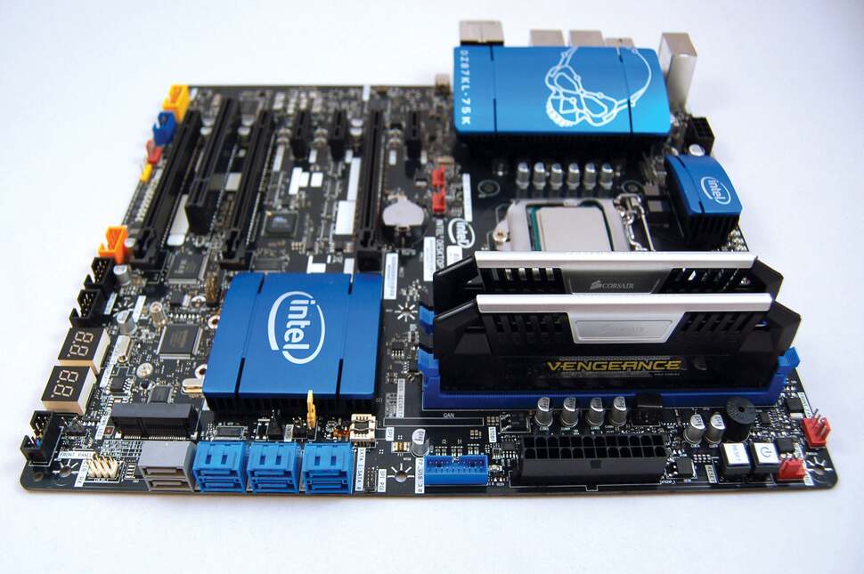 Enthusiasts typically go for established brands like Gigabyte, Asus, eVGA or MSI. This Intel offering worked well for us, possessing plenty of higher-end features and simple overclocking. Compatibility with ultra-fast DDR3 did seem a little shaky though