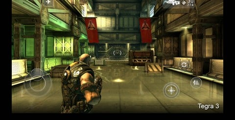 Unlike Sonic 4, the differences in Shadowgun are more subtle, but no less impressive. Reflective water, cloth physics and increased dynamic range with the lighting are just some of the improvements Tegra 3 owners receive.