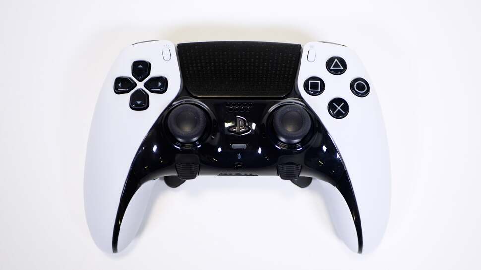 From the top, you get a few hints this is a pro controller - note the paddles visible at the bottom and textured FN button below each stick