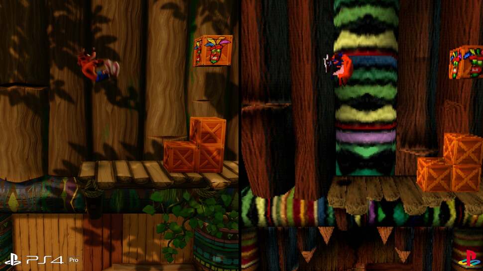 Crash features many side scrolling stages which really highlight the massive upgrade in texture quality along with the introduction of shadow maps