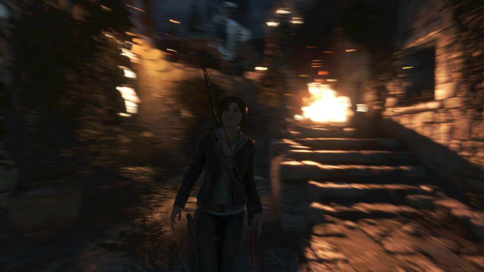 A high quality motion blur is used throughout the game and is applied to both characters and camera motion alike. Here we see a normal camera rotation demonstrate the effect