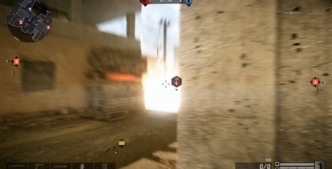 Some snapshots of tech elements that impressed us in Warface. Ragdoll physics can result in some amusing moments (top-left), post-processing is of a typically high CE3 standard (top-right), ricochet effects are subtle but effective (bottom-left), but vegetation is stiff and lifeless even in the middle of an intense fire-fight (bottom-right).