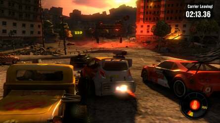 It's a shame we can't really highlight how cool MotorStorm Apocalypse's 3D mode is on a 2D website, but at least here you can get some small idea - grab hold of your red/blue paper glasses and enjoy an anaglyph shot of 3D gameplay, with the conventional 2D view also included.