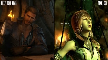 In terms of character rendering, FF13's CGI and FF16's real-time graphics trade blows - with the skin in FF16 looking notably better in indirectly-lit environments.